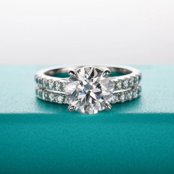 Certified 3.0ct. t.w. Moissanite Diamond Wedding Ring Set NEW - Picture 10 of 16